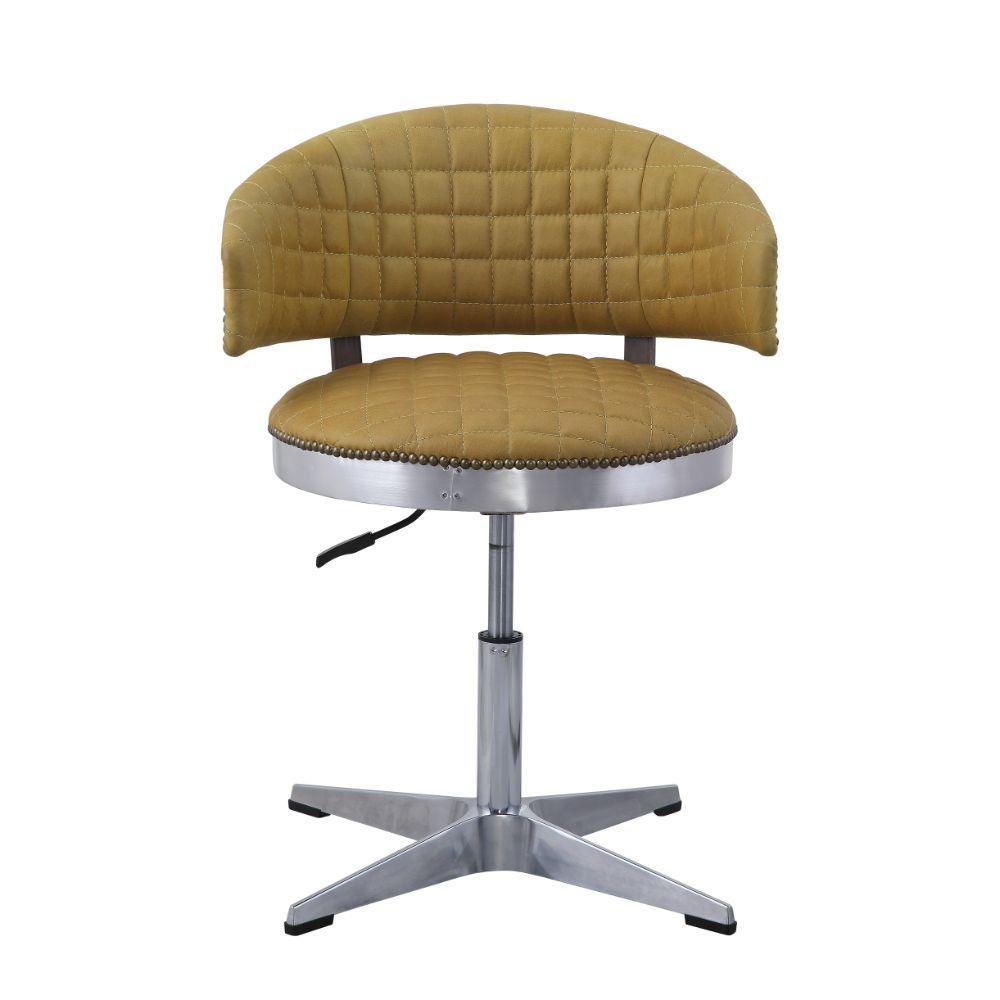 ACME - Brancaster - Chair - Turmeric Top Grain Leather & Chrome - 5th Avenue Furniture