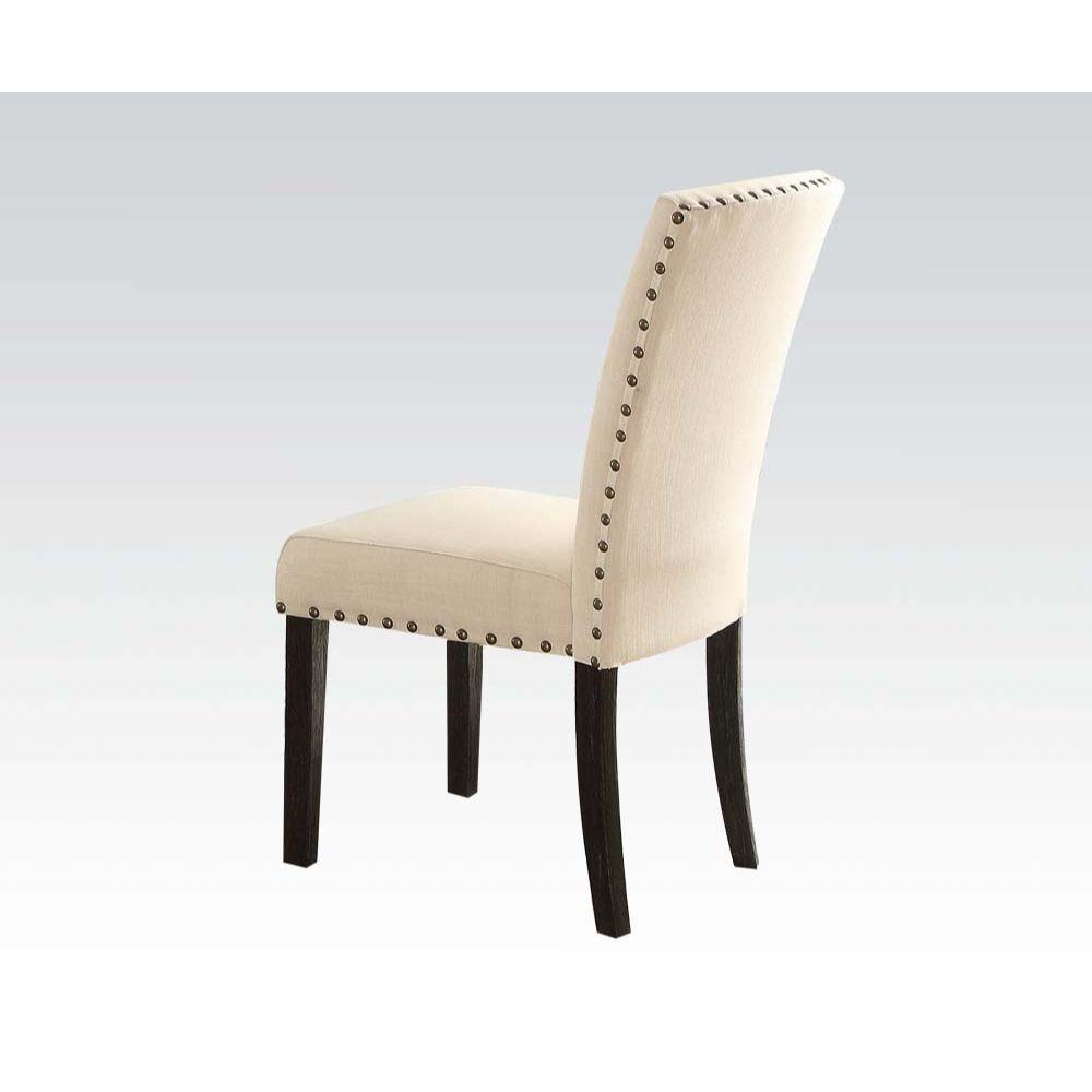 ACME - Nolan - Side Chair (Set of 2) - Linen & Salvage Dark Oak - 5th Avenue Furniture