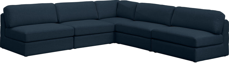 Meridian Furniture - Beckham - Modular Sectional 5 Piece - Navy - Fabric - Modern & Contemporary - 5th Avenue Furniture