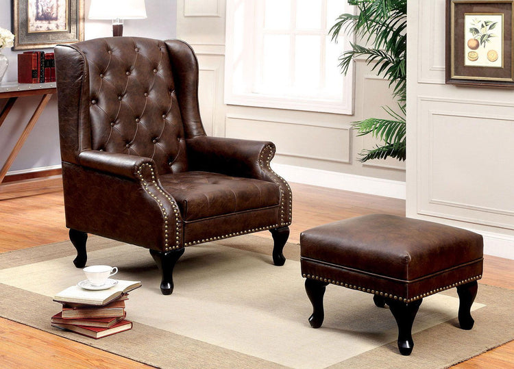 Furniture of America - Vaugh - Ottoman - Rustic Brown - 5th Avenue Furniture