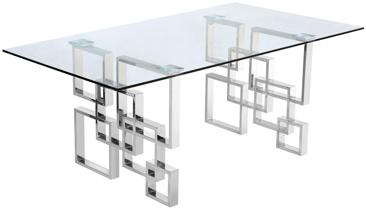 Meridian Furniture - Alexis - Dining Table - Pearl Silver - Glass - 5th Avenue Furniture