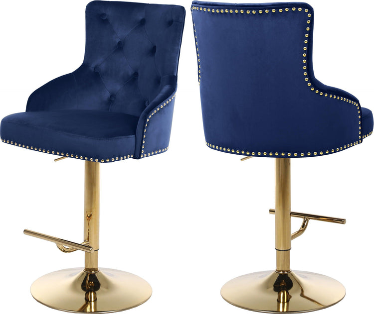 Meridian Furniture - Claude - Adjustable Stool Gold Swivel with Gold Base - 5th Avenue Furniture