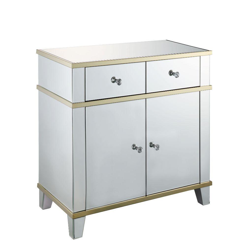 ACME - Osma - Accent Table - Mirrored & Gold - 5th Avenue Furniture