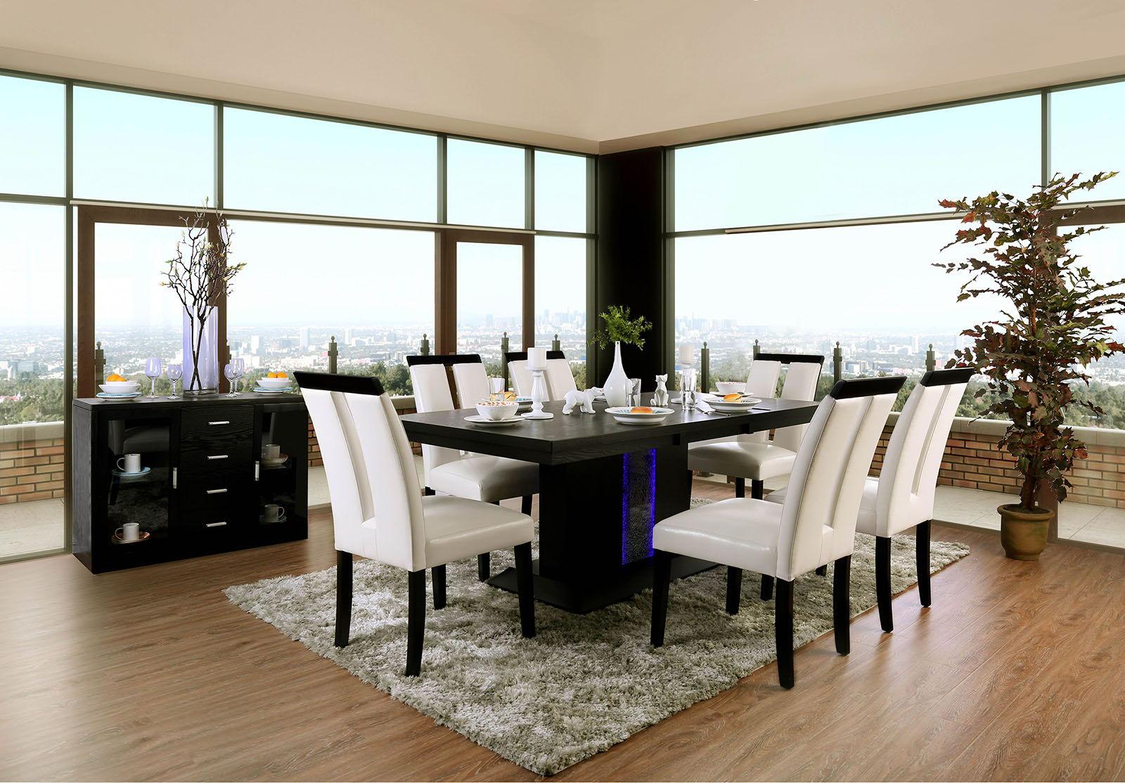 Furniture of America - Evangeline - Dining Table - Black / Beige - 5th Avenue Furniture