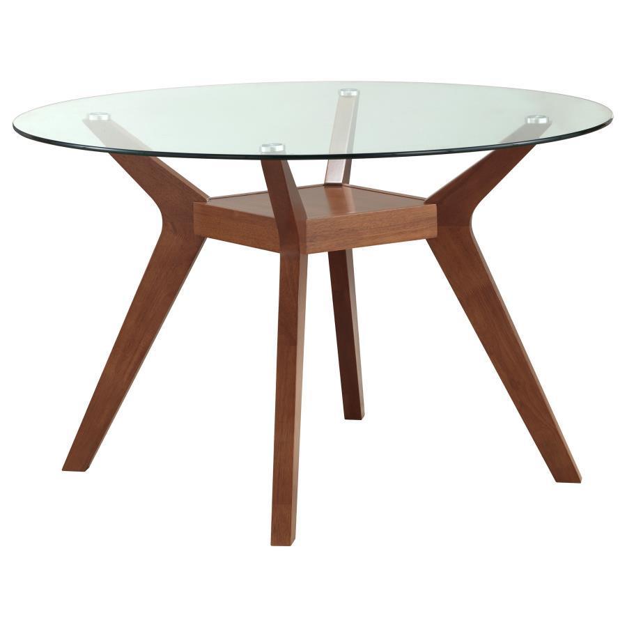 Coaster Fine Furniture - Paxton - 48" Round Glass Top Dining Table - Clear And Nutmeg - 5th Avenue Furniture