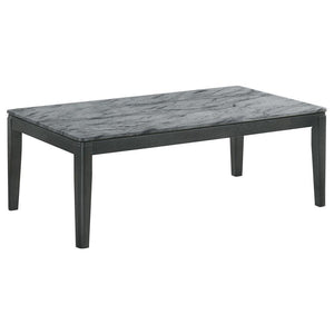 CoasterEssence - Mozzi - Rectangular Coffee Table Faux Marble - Gray And Black - 5th Avenue Furniture