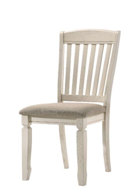 ACME - Fedele - Side Chair (Set of 2) - Tan Fabric & Cream Finish - 5th Avenue Furniture