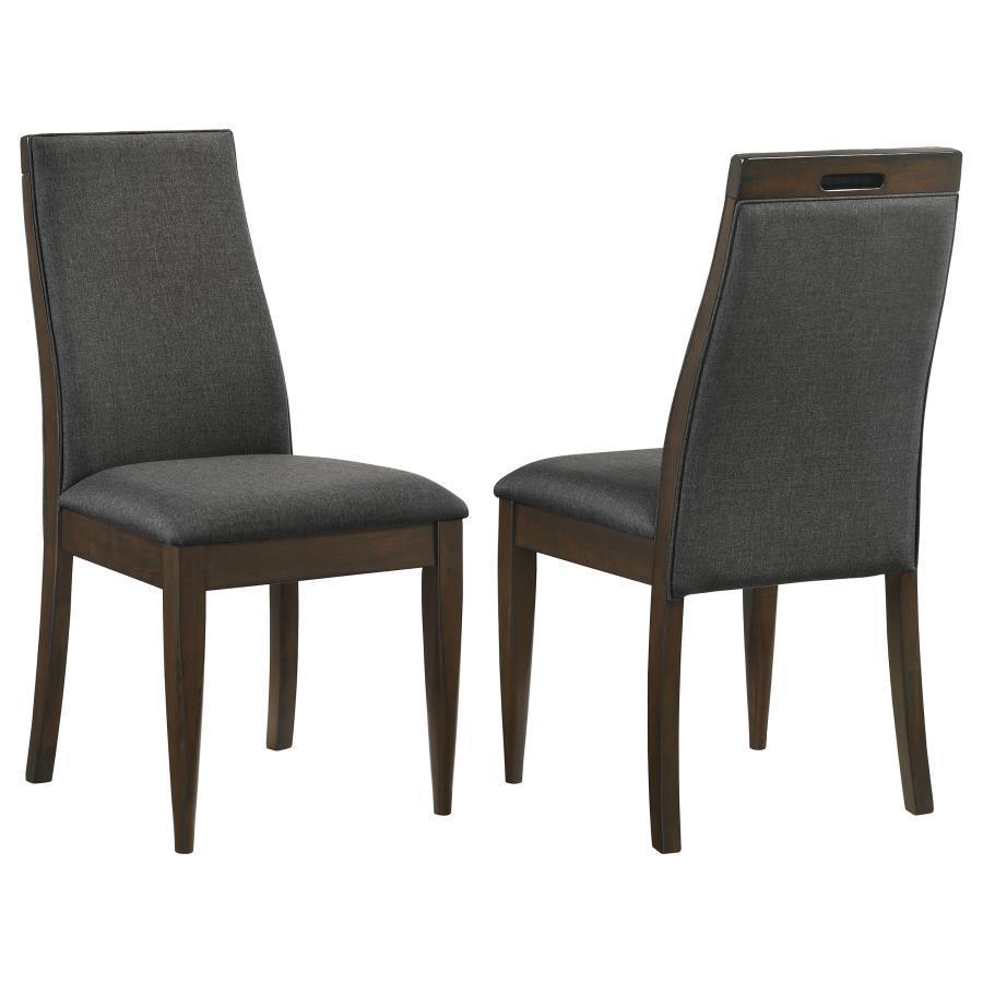 CoasterEssence - Wes - Upholstered Side Chair (Set of 2) - Gray And Dark Walnut - 5th Avenue Furniture