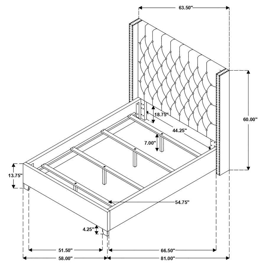 CoasterEssence - Bancroft - Demi-wing Upholstered Bed - 5th Avenue Furniture