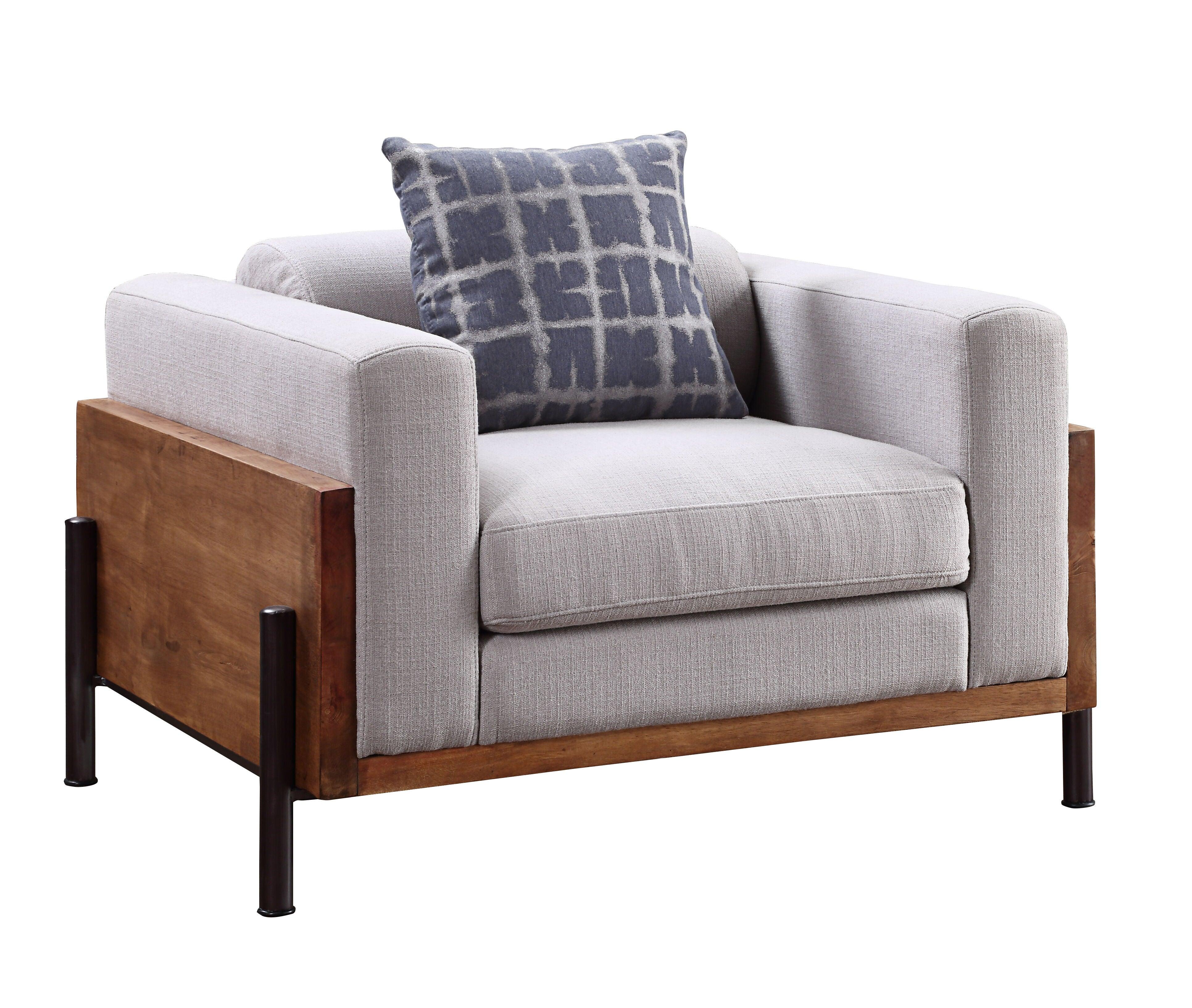 ACME - Pelton - Chair - Fabric & Walnut - 5th Avenue Furniture