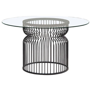 Coaster Fine Furniture - Granvia - Round Glass Top Dining Table - Clear And Gunmetal - 5th Avenue Furniture