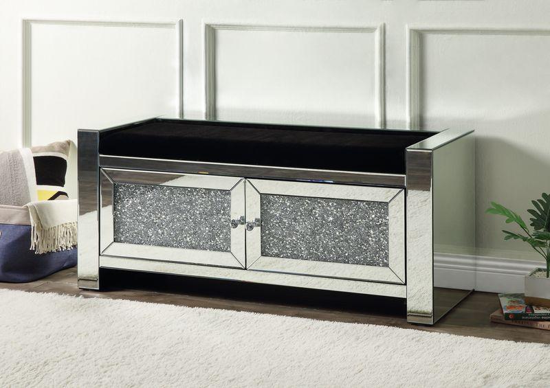 ACME - Noralie - Bench - Mirrored & Faux Diamonds - 22" - 5th Avenue Furniture