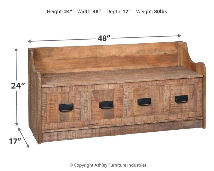 Ashley Furniture - Garrettville - Brown - Storage Bench - 5th Avenue Furniture