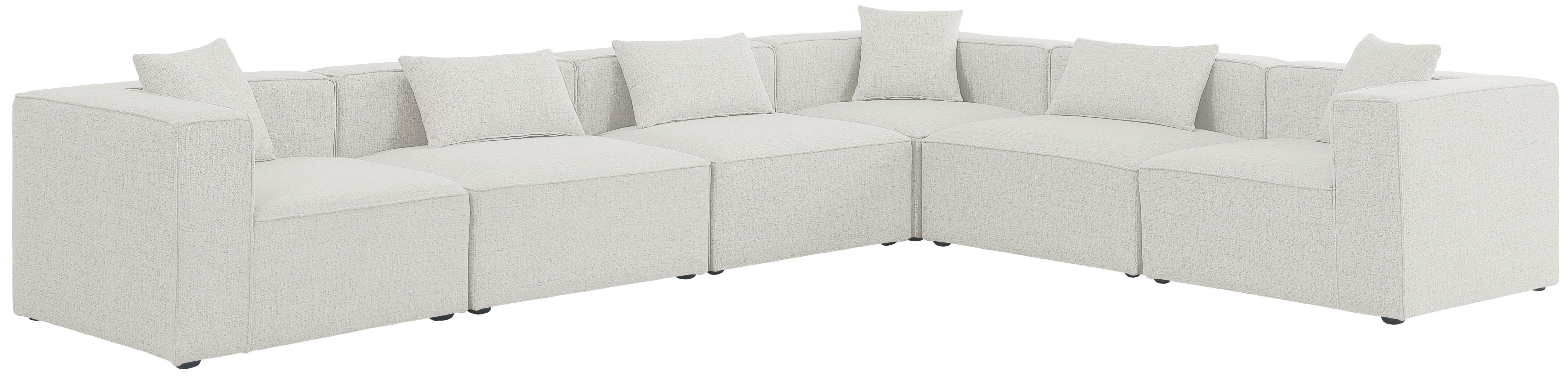 Meridian Furniture - Cube - Modular Sectional 6 Piece - Cream - Fabric - Modern & Contemporary - 5th Avenue Furniture