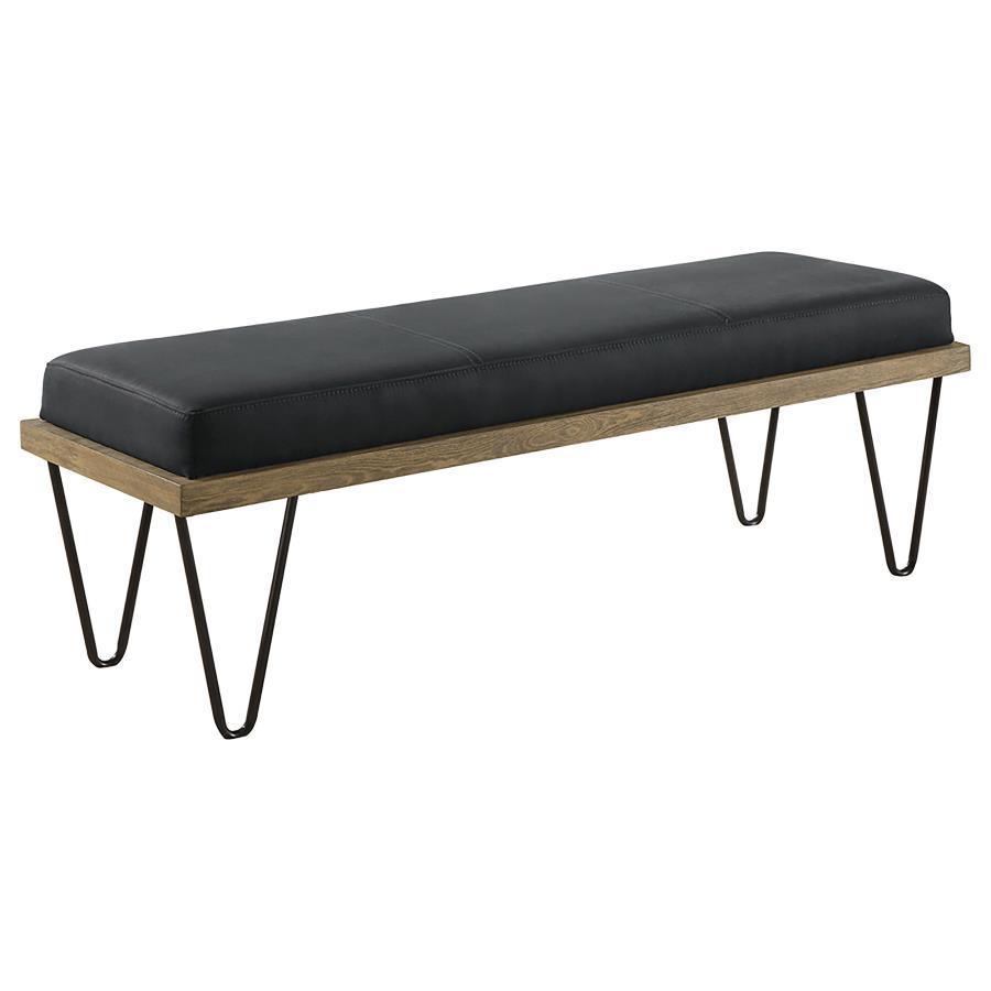 CoasterEssence - Chad - Upholstered Bench With Hairpin Legs - Dark Blue - 5th Avenue Furniture