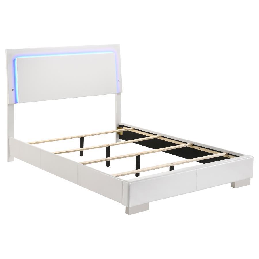 CoasterEssence - Felicity - High Headboard Panel Bed with LED Lighting - 5th Avenue Furniture