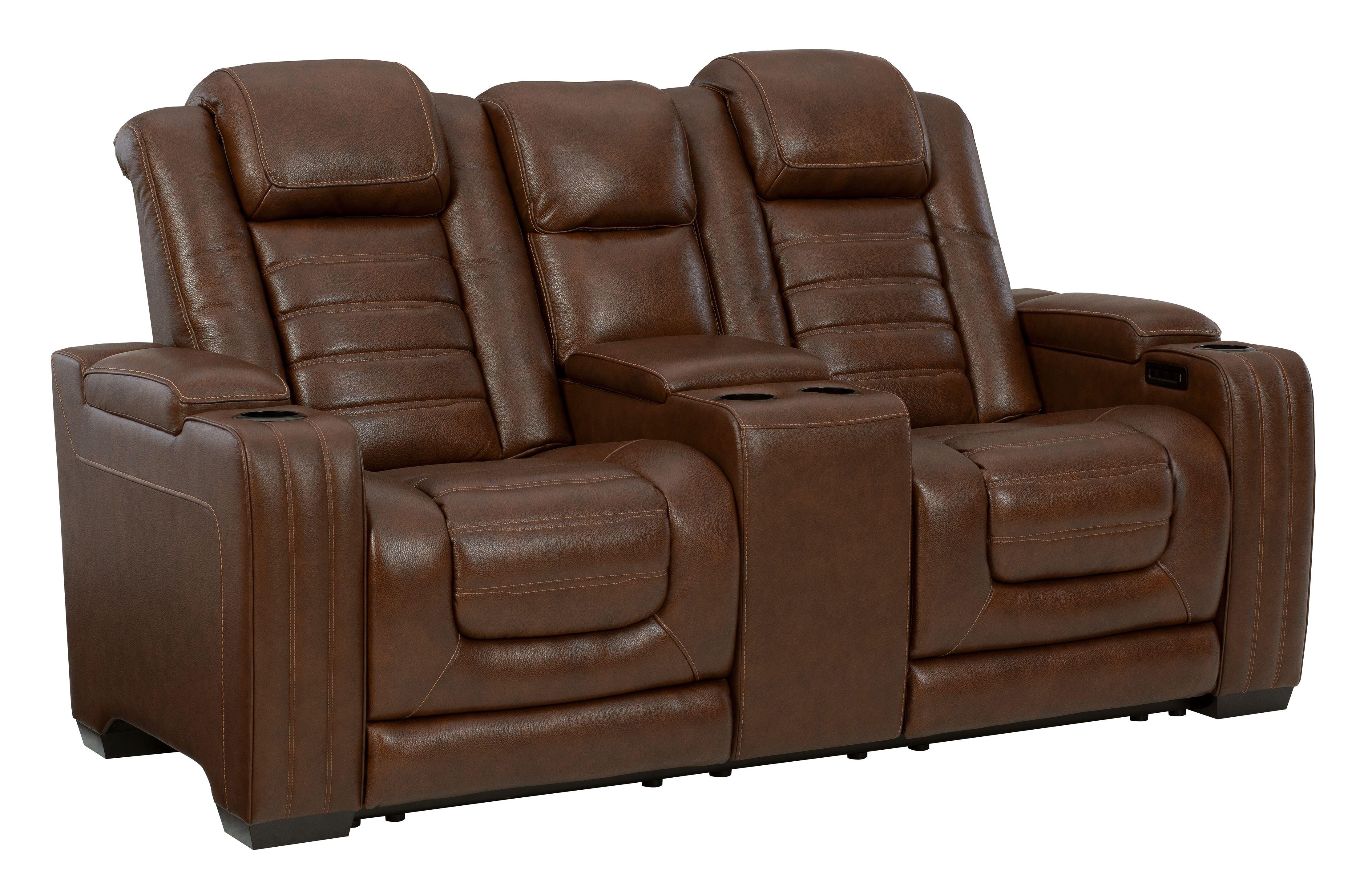 Ashley Furniture - Backtrack - Chocolate - Pwr Rec Loveseat/Con/Adj Hdrst - 5th Avenue Furniture