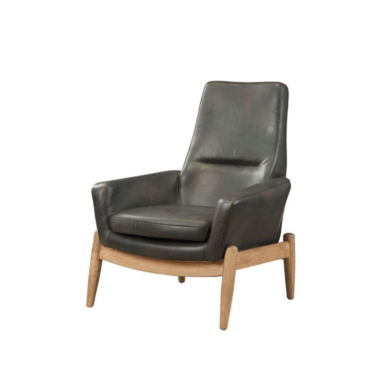 ACME - Dolphin - Accent Chair - Black Top Grain Leather - 5th Avenue Furniture