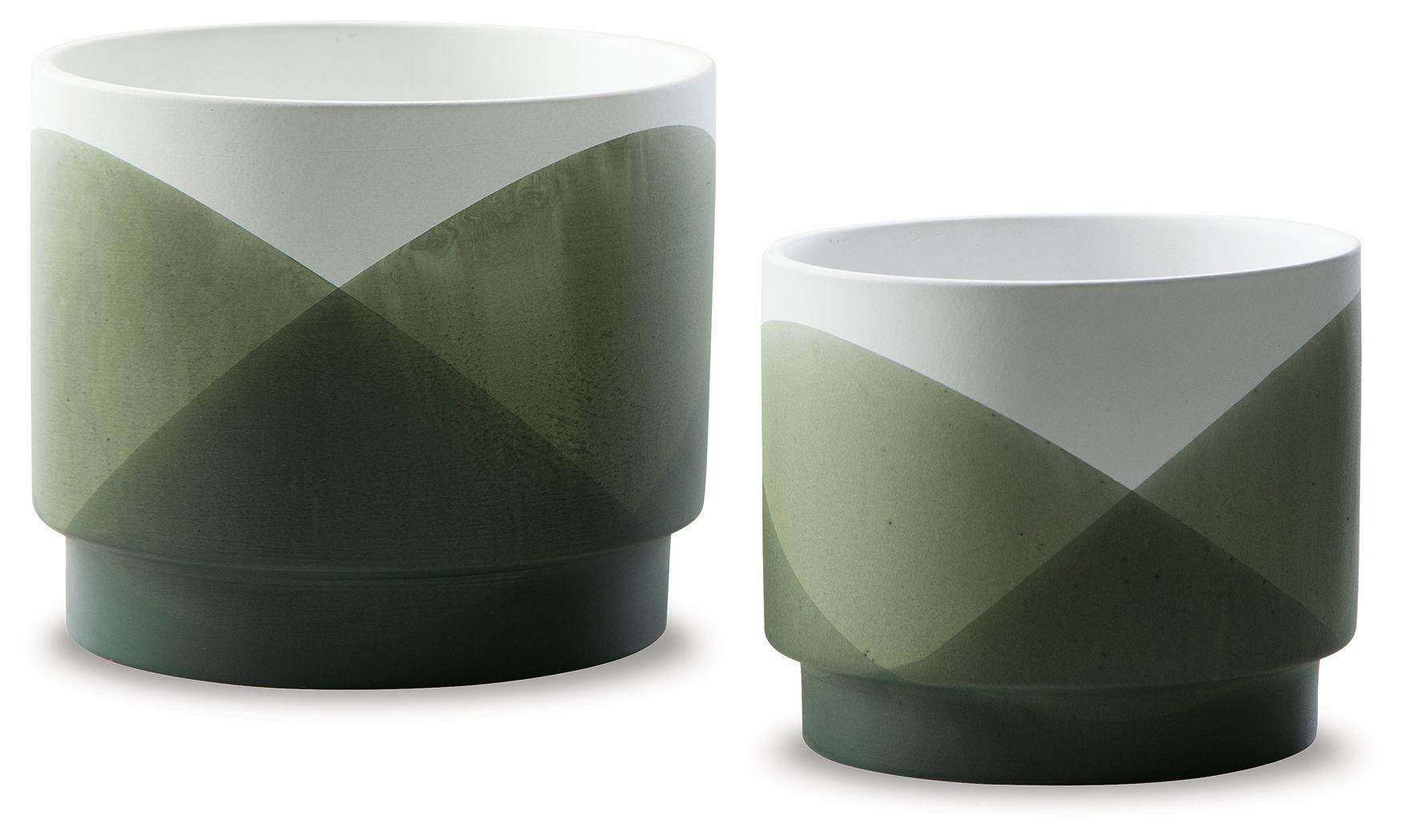 Signature Design by Ashley® - Ardenridge - Green / White - Planter Set (Set of 2) - 5th Avenue Furniture