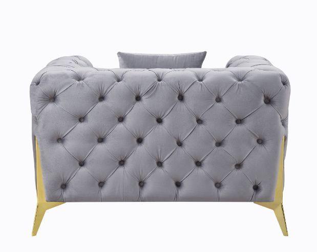 ACME - Jelanea - Chair - Gray Velvet & Gold Finish - 30" - 5th Avenue Furniture