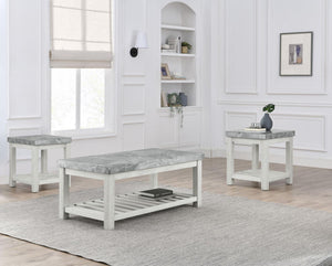 Steve Silver Furniture - Canova - 3 Piece Gray Marble Table Set - White - 5th Avenue Furniture