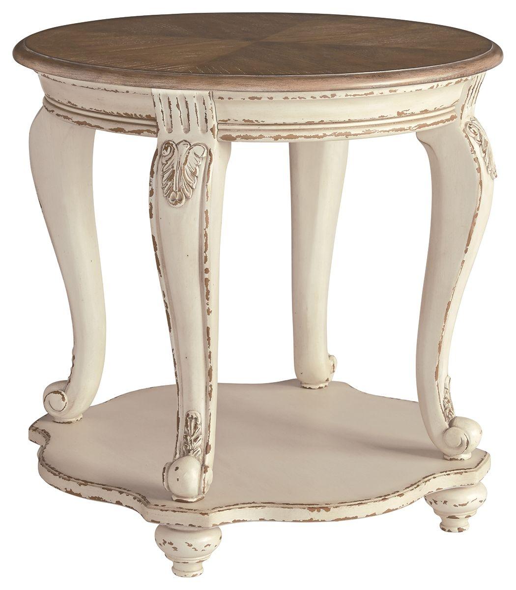 Ashley Furniture - Realyn - White / Brown - Round End Table - 5th Avenue Furniture