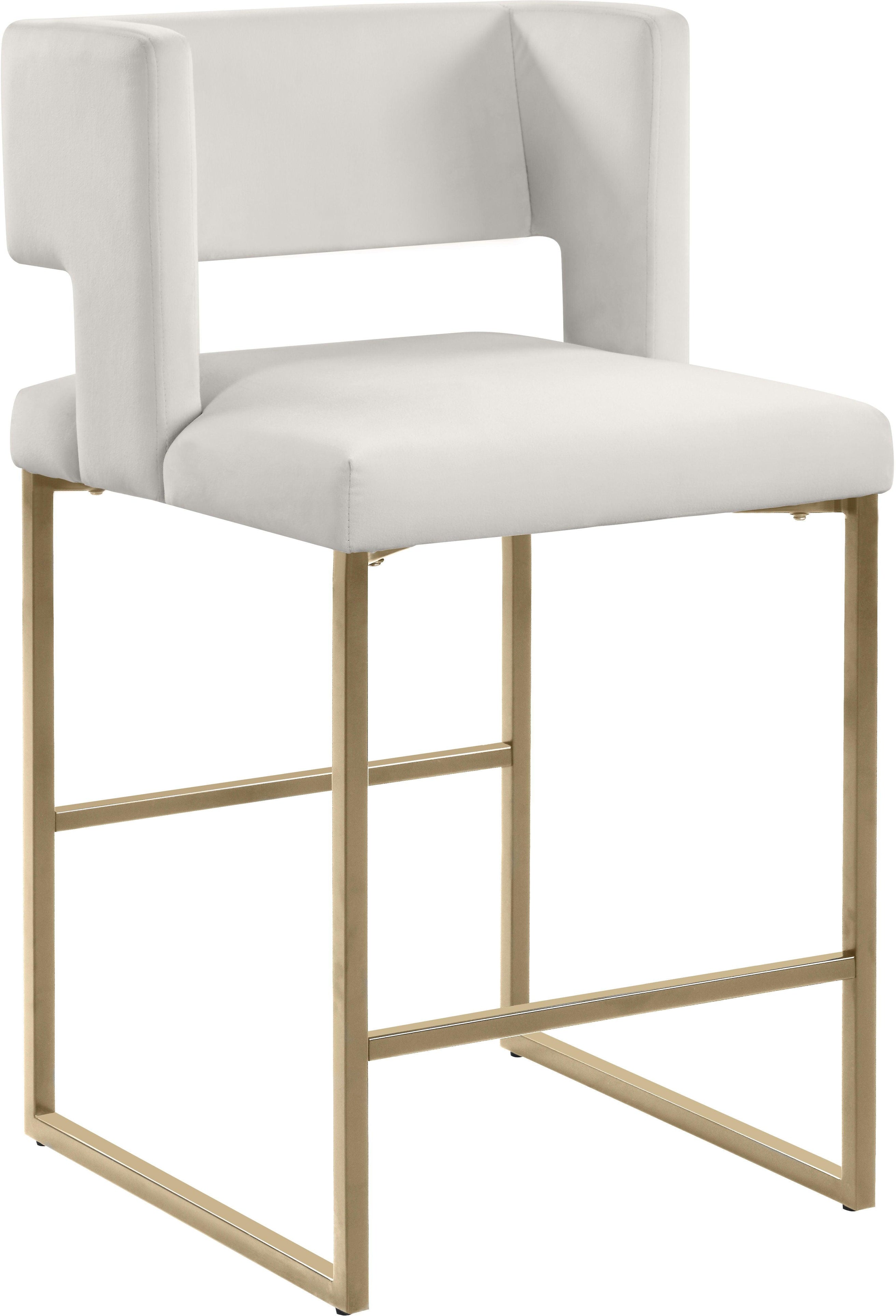 Meridian Furniture - Caleb - Counter Stool with Gold Legs (Set of 2) - 5th Avenue Furniture