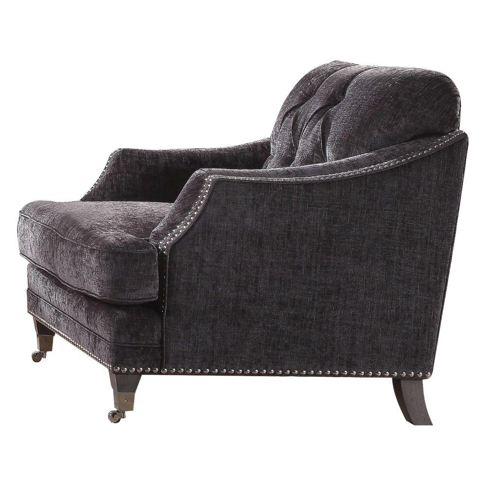 ACME - Helenium - Chair - Gray Chenille - 5th Avenue Furniture