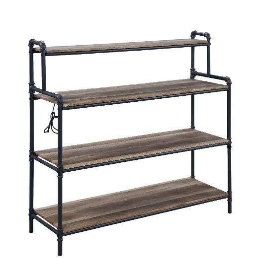 ACME - Cordelia - Bookshelf - Led, Antique Oak, Sandy Black & Dark Bronze Hand-Brushed Finish - 5th Avenue Furniture