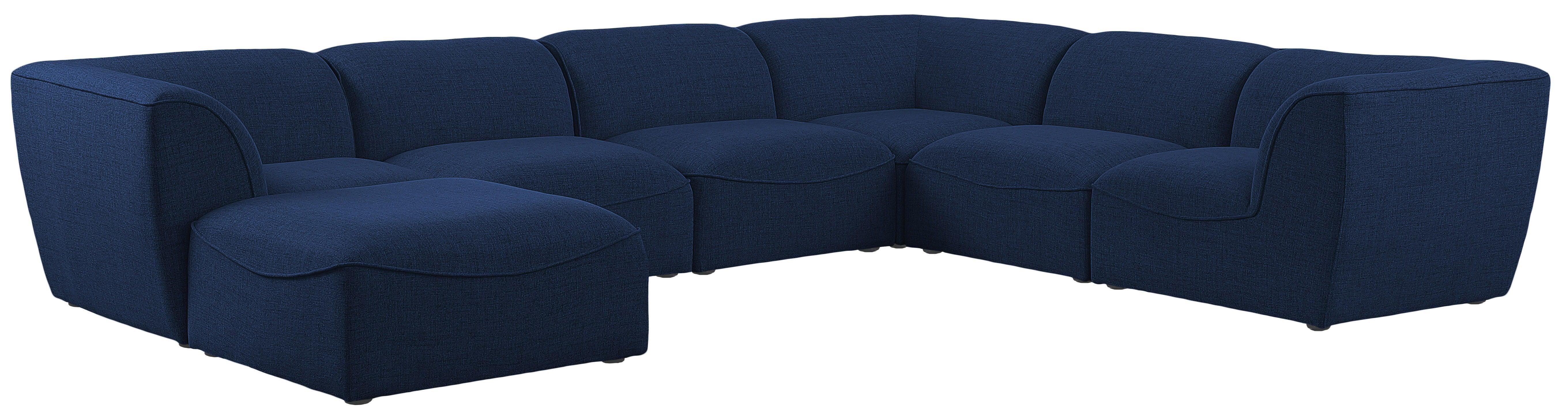 Meridian Furniture - Miramar - Modular Sectional 7 Piece - Navy - Fabric - 5th Avenue Furniture