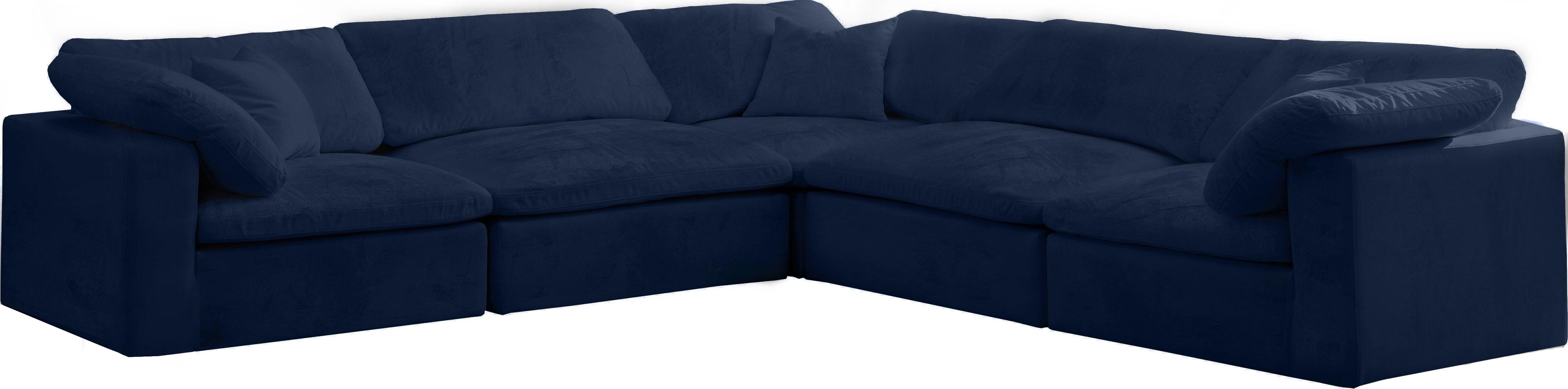 Meridian Furniture - Cozy - Modular Sectional Cloud 5 Piece - Navy - 5th Avenue Furniture