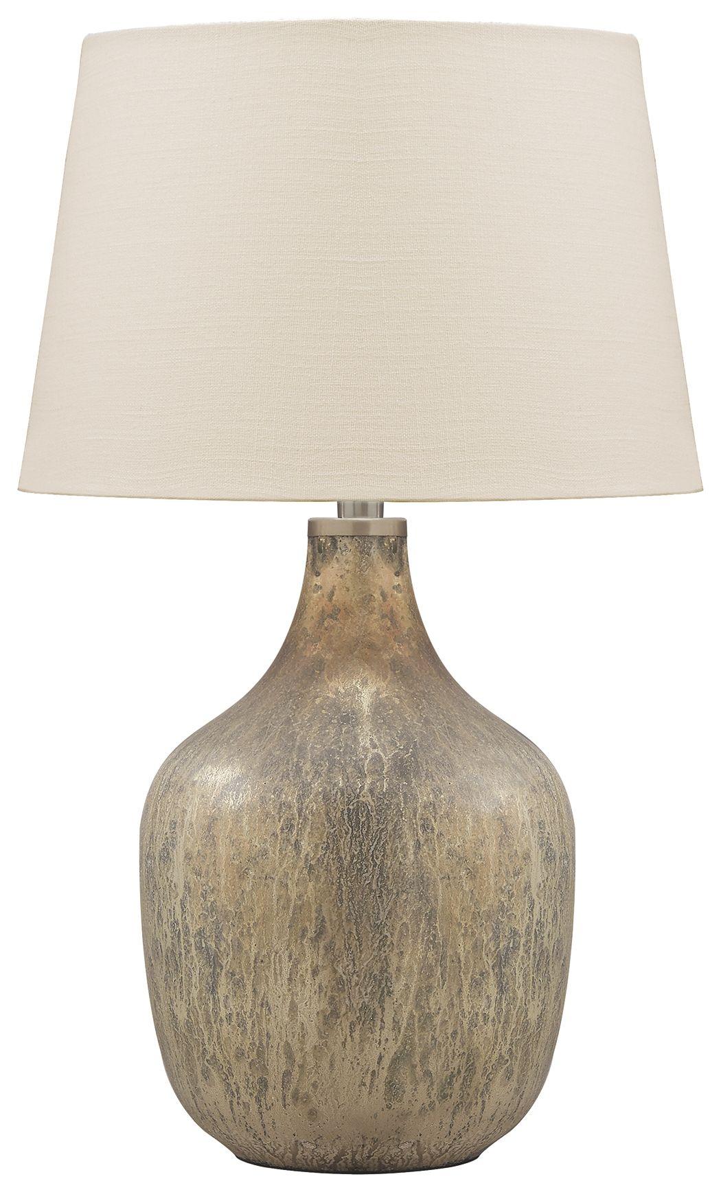 Ashley Furniture - Mari - Gray / Gold Finish - Glass Table Lamp - 5th Avenue Furniture