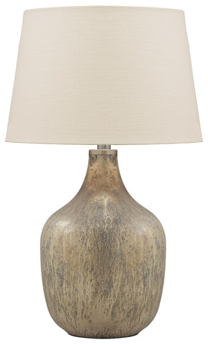 Ashley Furniture - Mari - Gray / Gold Finish - Glass Table Lamp - 5th Avenue Furniture