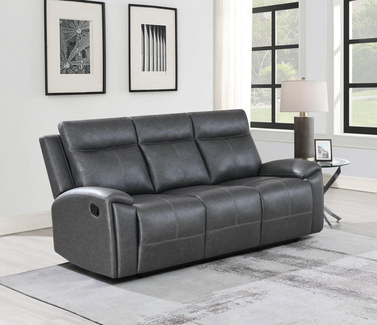 Steve Silver Furniture - Gaston - Manual Reclining Sofa - Gray - 5th Avenue Furniture