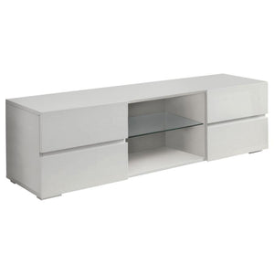 CoasterEssence - Galvin - 4-Drawer TV Console Glossy - White - 5th Avenue Furniture