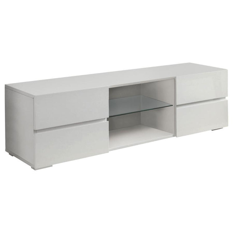 CoasterEssence - Galvin - 4-Drawer TV Console Glossy - White - 5th Avenue Furniture