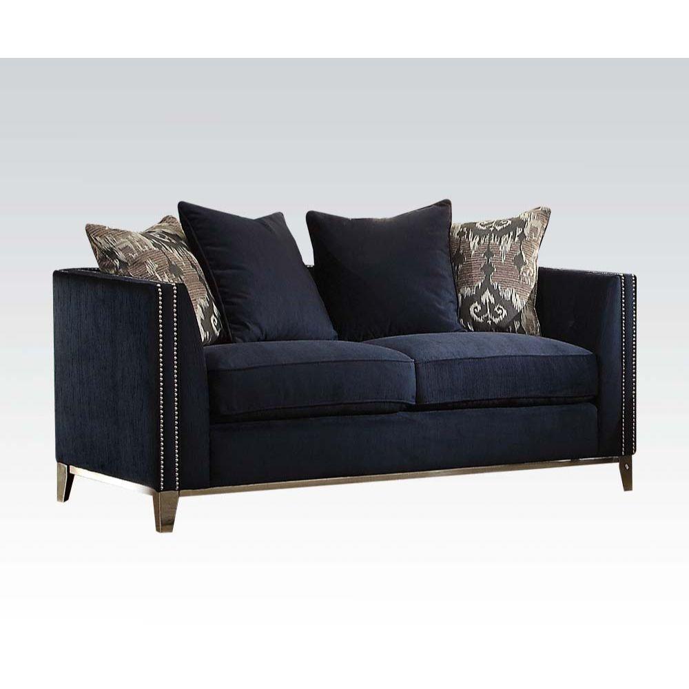 ACME - Phaedra - Loveseat - Blue Fabric - 5th Avenue Furniture