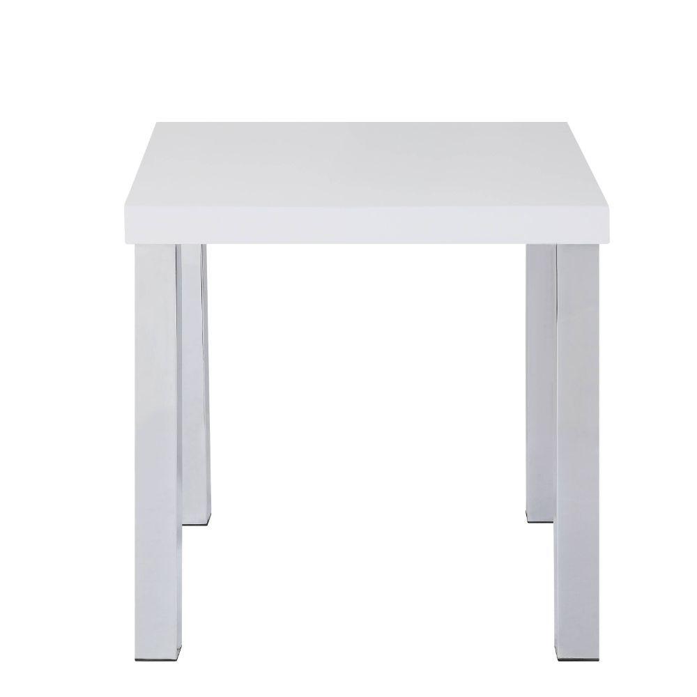 ACME - Harta - End Table - White High Gloss & Chrome - 5th Avenue Furniture