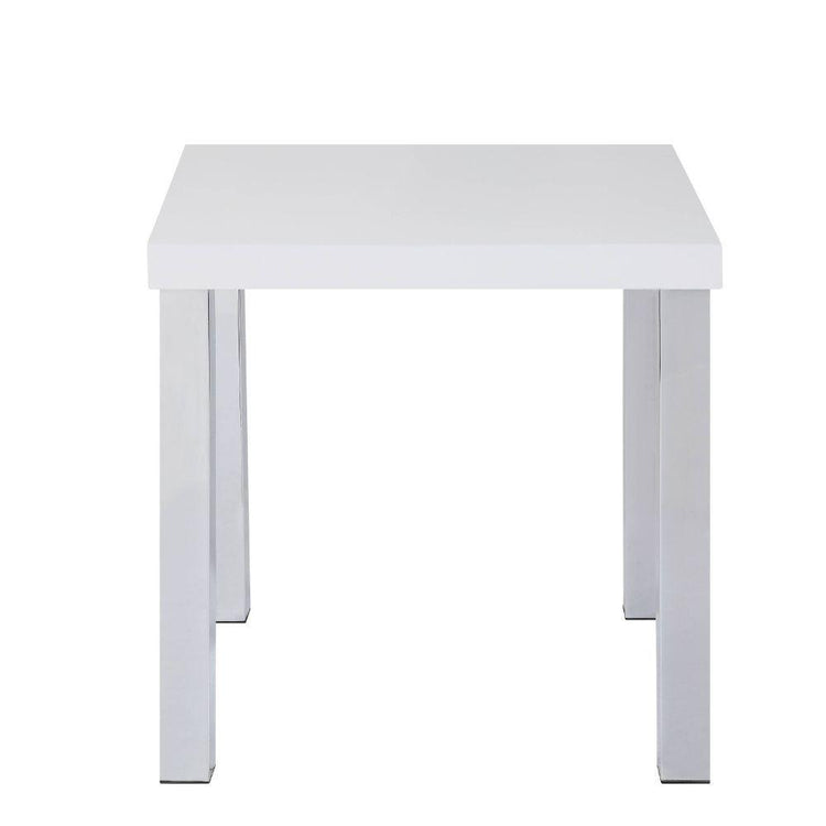 ACME - Harta - End Table - White High Gloss & Chrome - 5th Avenue Furniture