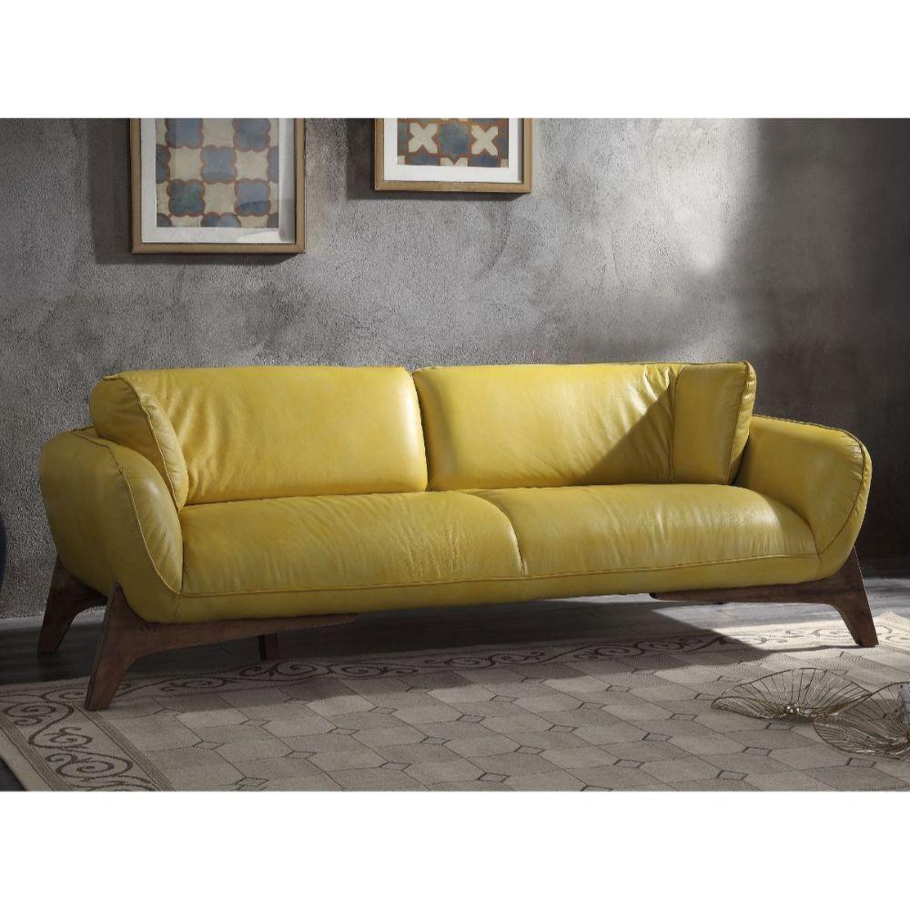 ACME - Pesach - Sofa - Mustard Leather - 5th Avenue Furniture