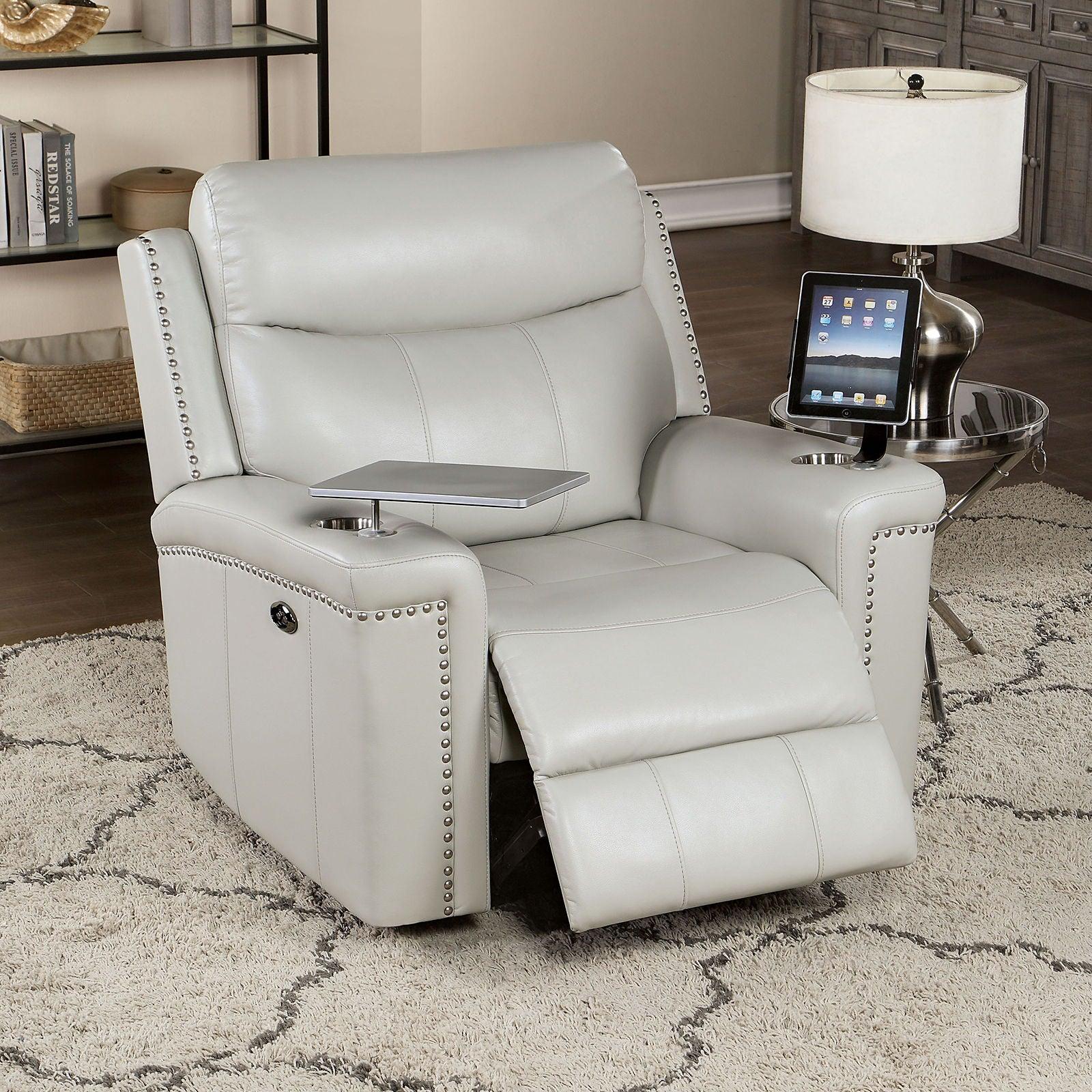 Furniture of America - Florine - Power Glider Recliner - Light Gray - 5th Avenue Furniture