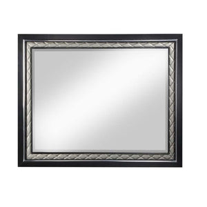 ACME - Nicola - Mirror - Silver PU & Black Finish - 5th Avenue Furniture