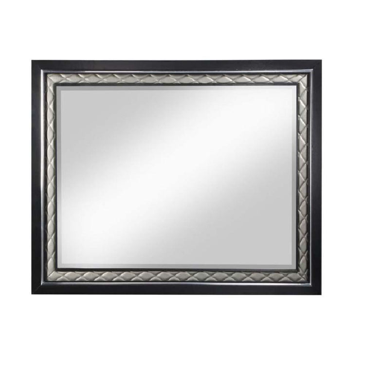 ACME - Nicola - Mirror - Silver PU & Black Finish - 5th Avenue Furniture