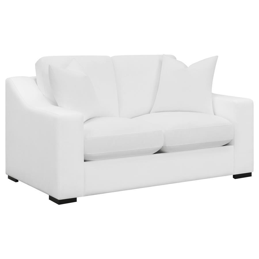 CoasterElevations - Ashlyn - Upholstered Sloped Arms Loveseat - White - 5th Avenue Furniture