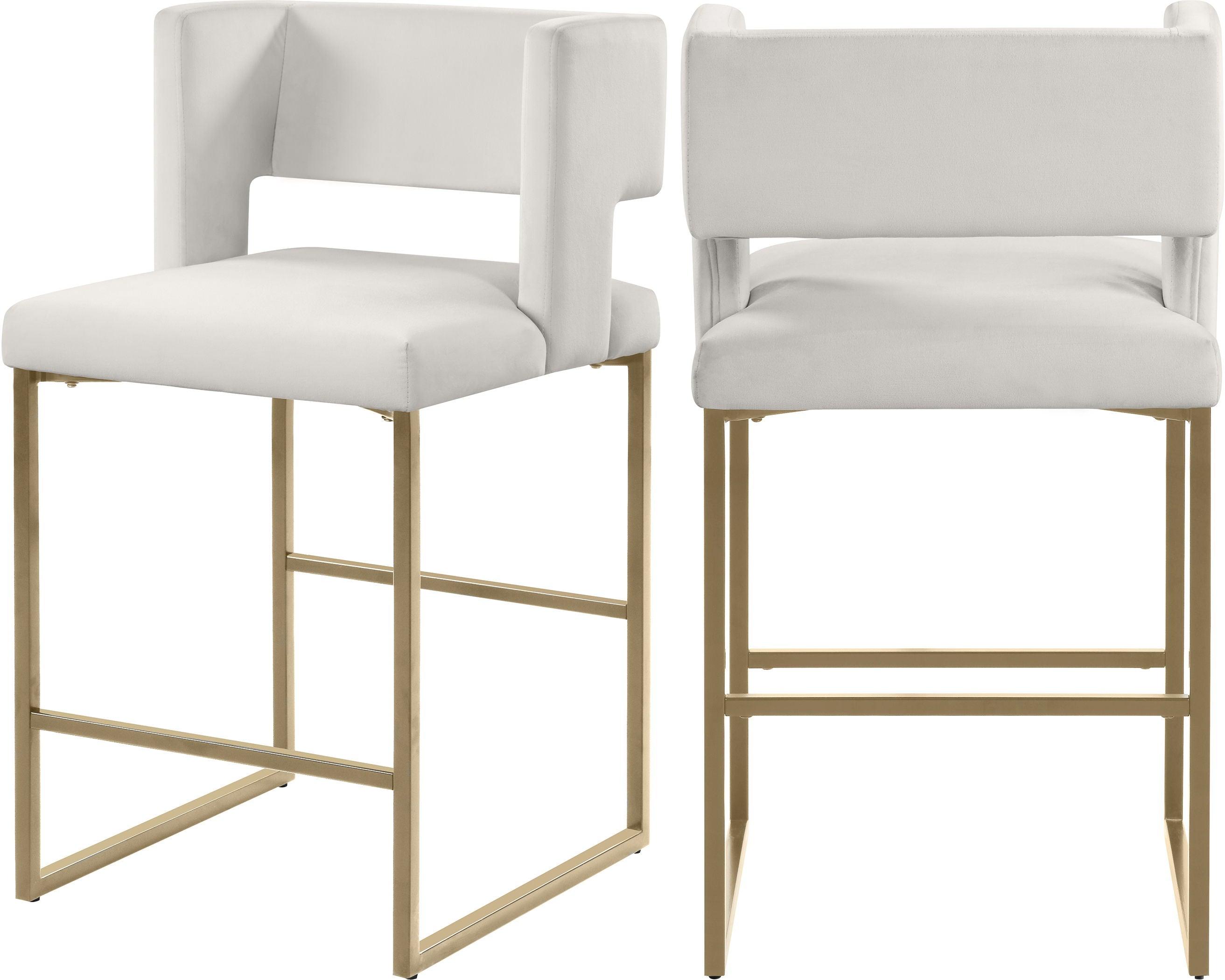 Meridian Furniture - Caleb - Counter Stool with Gold Legs (Set of 2) - 5th Avenue Furniture