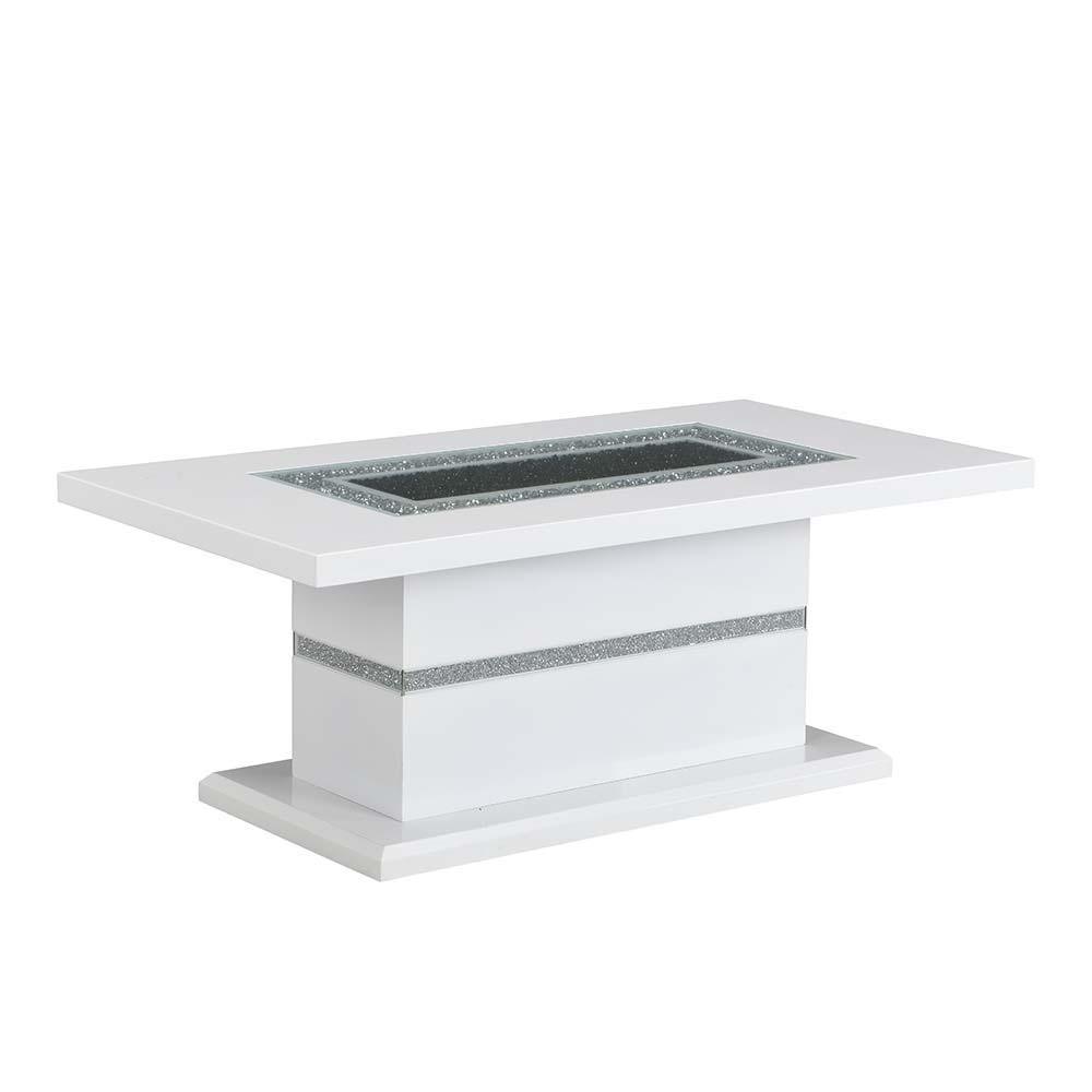 ACME - Elizaveta - Coffee Table - Faux Crystal Diamonds & White High Gloss Finish - 5th Avenue Furniture