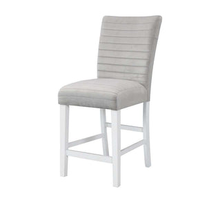 ACME - Elizaveta - Counter Height Chair (Set of 2) - Gray Velvet, Faux Crystal Diamonds &White High Gloss Finish - 5th Avenue Furniture