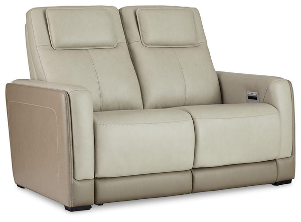Signature Design by Ashley® - Battleville - Almond - Pwr Rec Loveseat/Adj Headrest - 5th Avenue Furniture