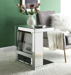 ACME - Meria - Accent Table - Mirrored & Clear Glass - 24" - 5th Avenue Furniture