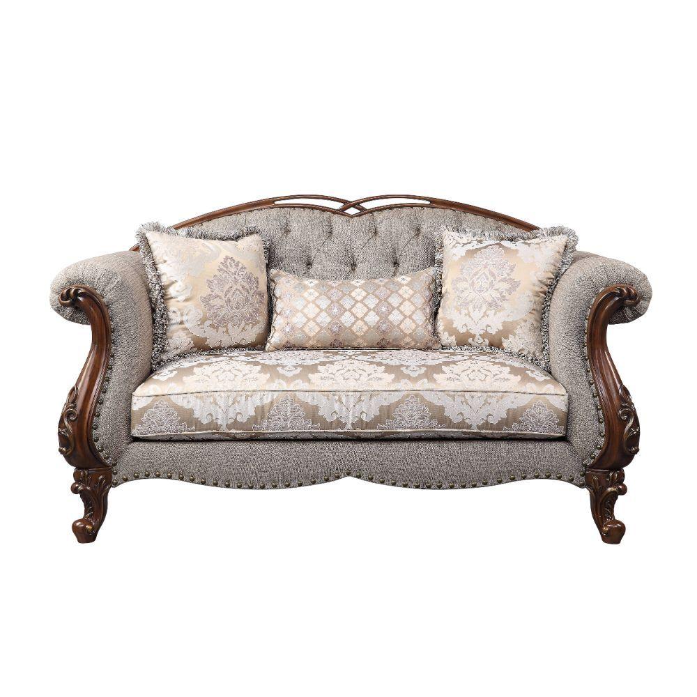 ACME - Miyeon - Loveseat - Fabric & Cherry - 5th Avenue Furniture